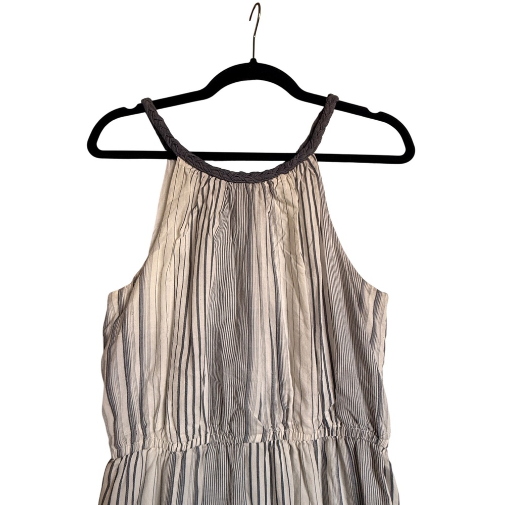 Coastal Old Money Striped Maxi Dress L Summer Quiet Luxury Nautical Resort - Picture 3 of 15